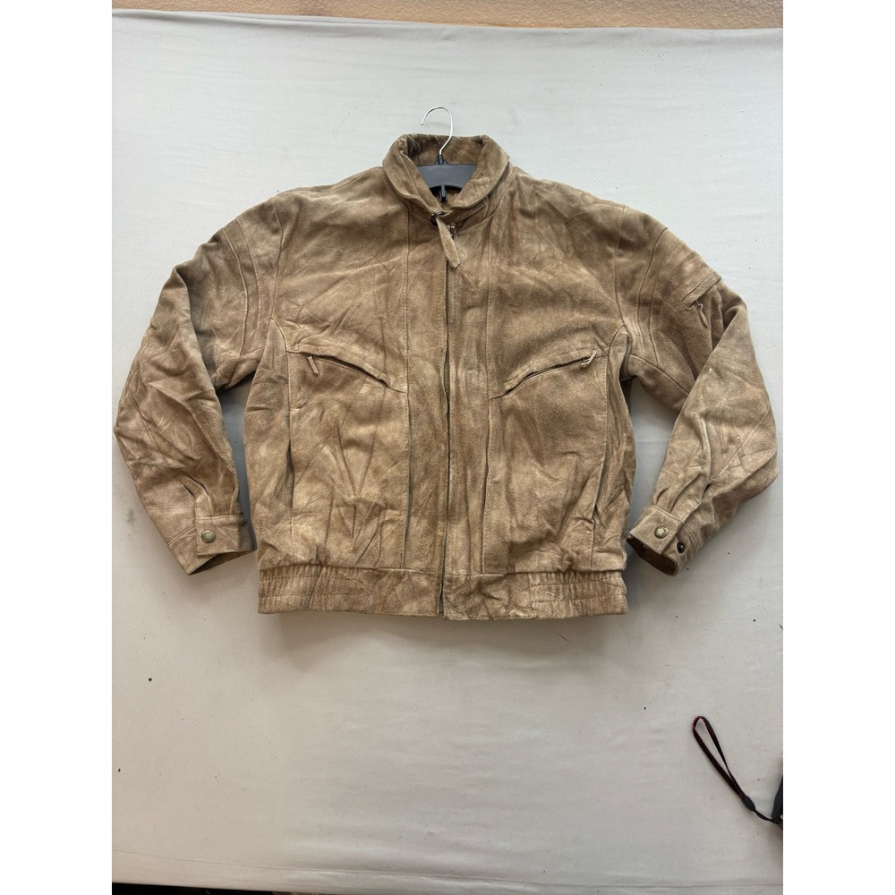 Vintage Weekender Suede Leather Bomber Jacket Tan Brown Western Men Size 40